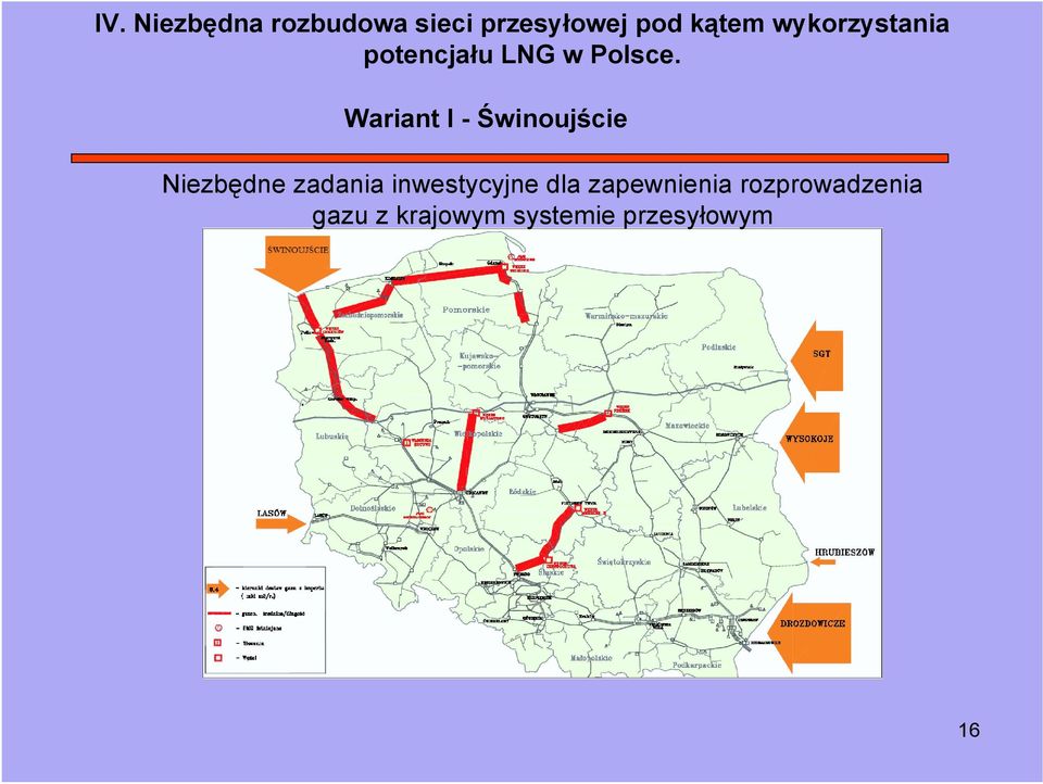 Wariant I - Świnoujście Niezbędne zadania