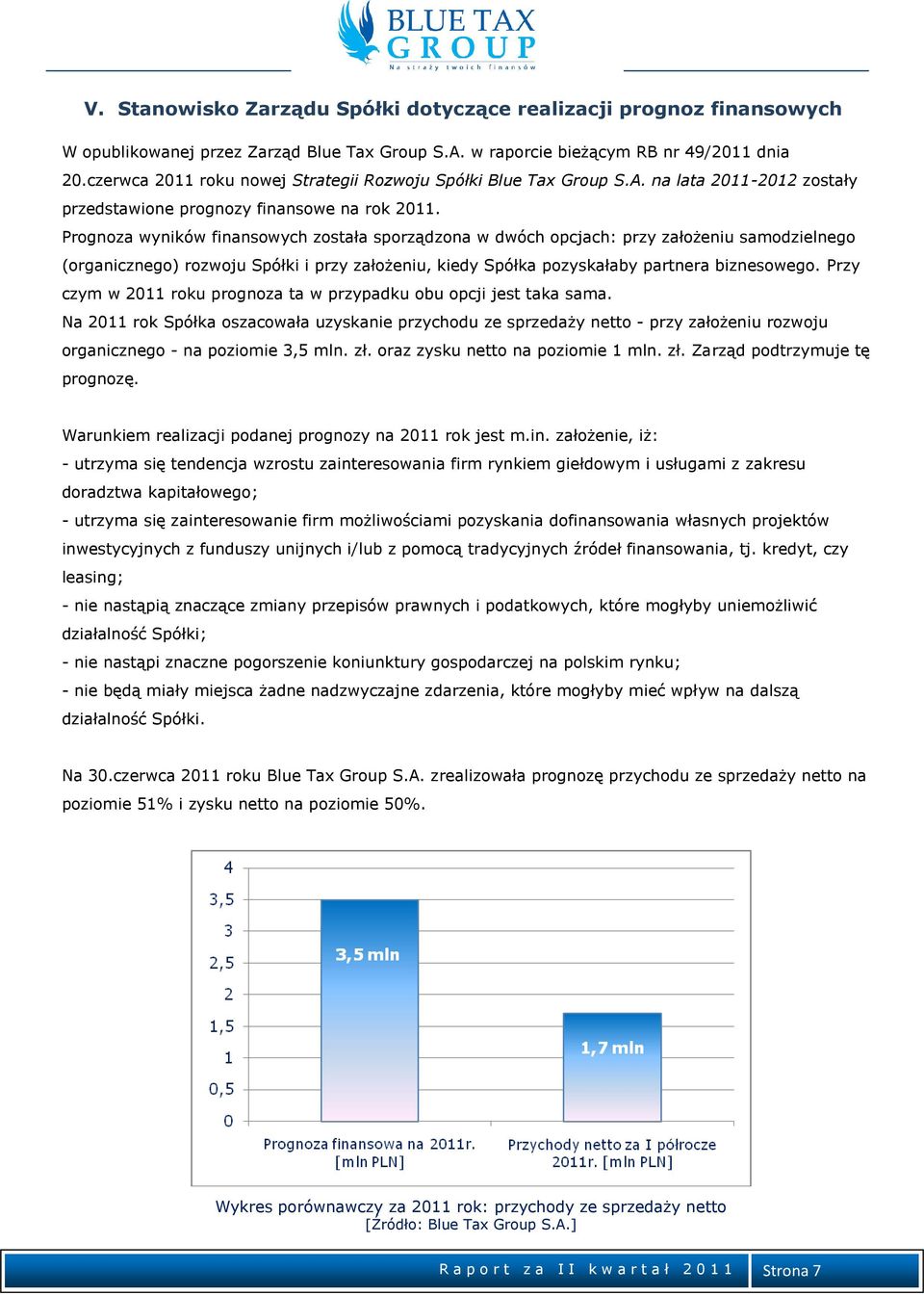 Prognoza wyników finansowych została sporządzona w dwóch opcjach: przy założeniu samodzielnego (organicznego) rozwoju Spółki i przy założeniu, kiedy Spółka pozyskałaby partnera biznesowego.