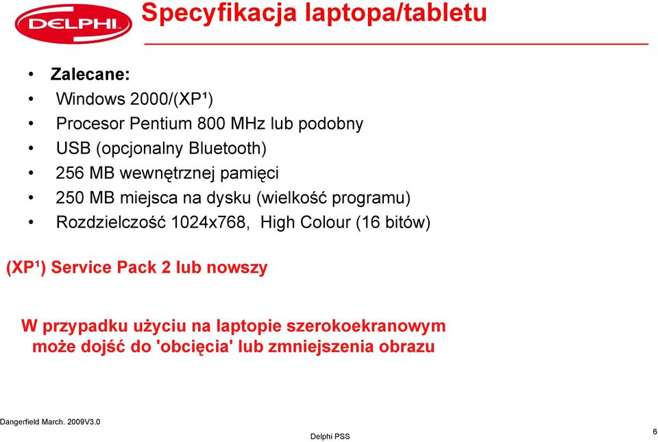 (wielkość programu) Rozdzielczość 1024x768, High Colour (16 bitów) (XP¹) Service Pack 2 lub