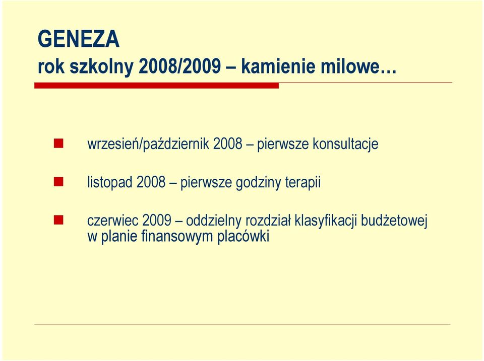 listopad 2008 pierwsze godziny terapii czerwiec 2009