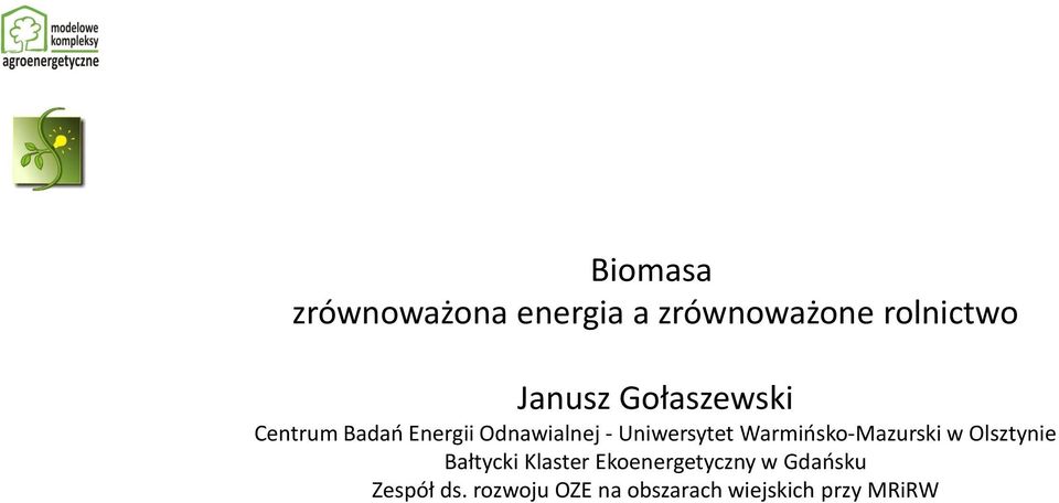 Warmińsko-Mazurski w Olsztynie Bałtycki Klaster