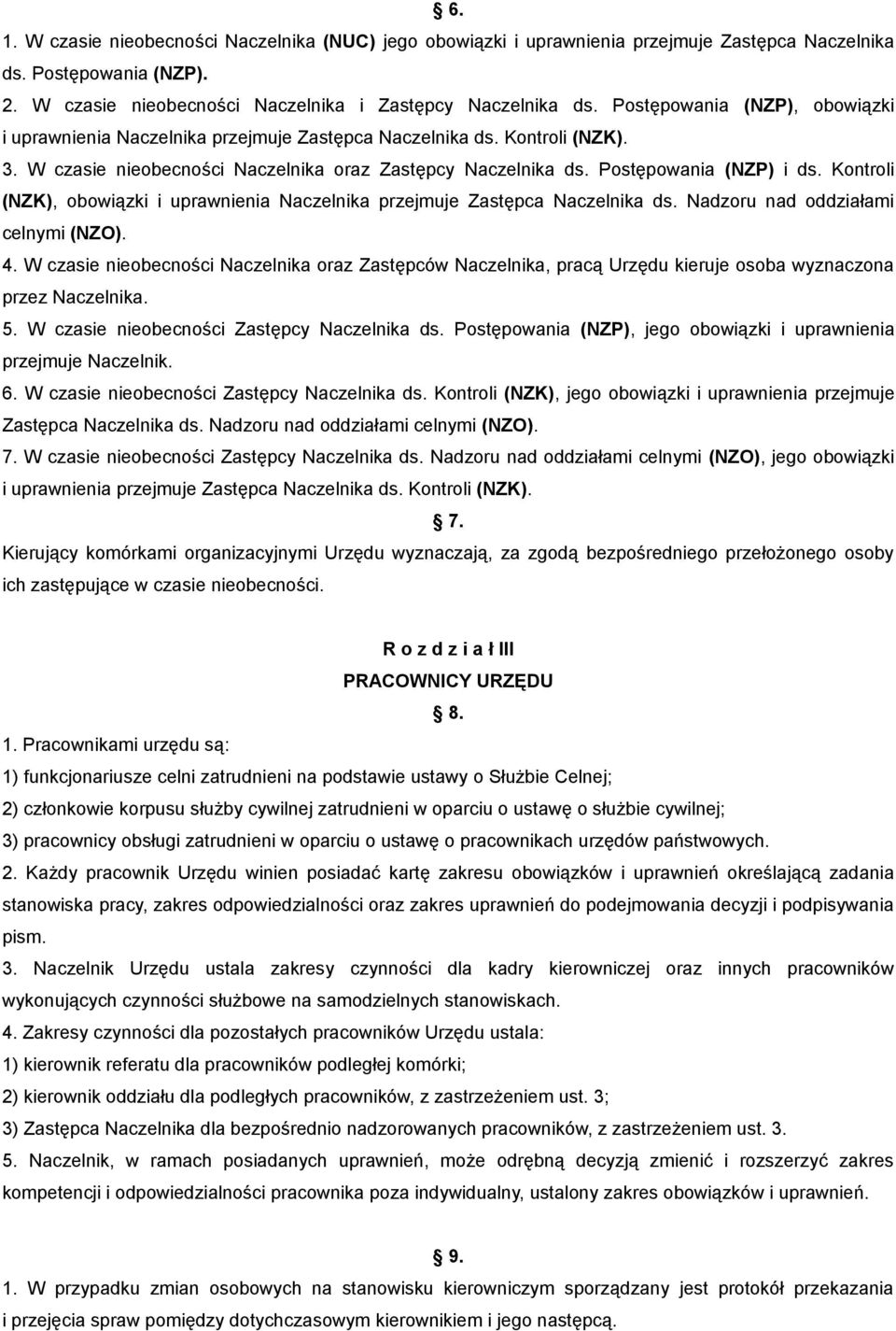 Kontroli (NZK), obowiązki i uprawnienia Naczelnika przejmuje Zastępca Naczelnika ds. Nadzoru nad oddziałami celnymi (NZO). 4.