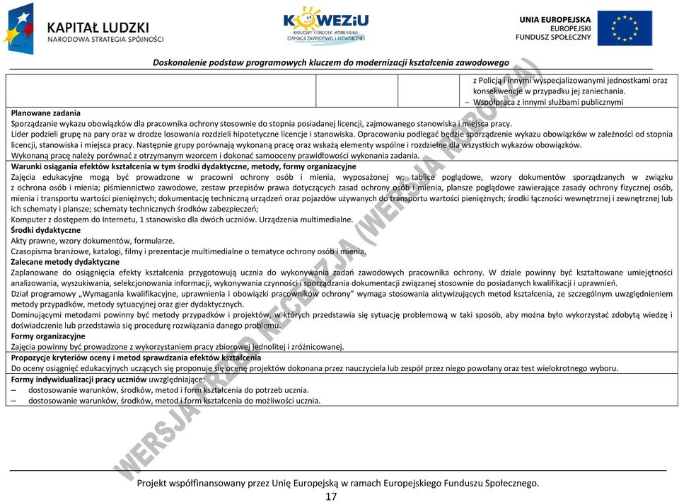 Lider podzieli grupę na pary oraz w drodze losowania rozdzieli hipotetyczne licencje i stanowiska.