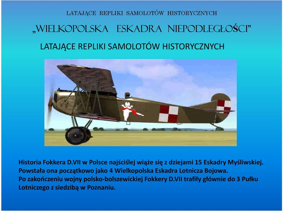 Powstała ona początkowo jako 4 Wielkopolska Eskadra Lotnicza Bojowa.