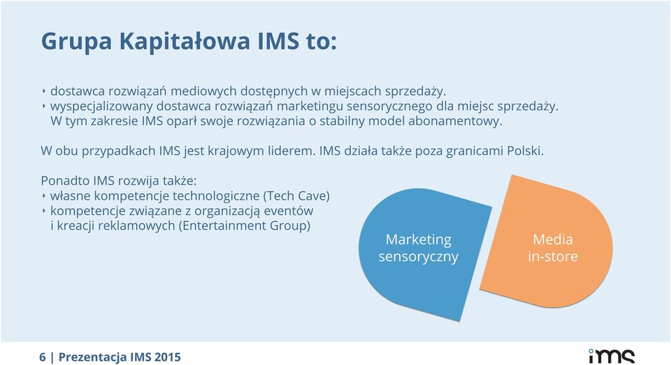 W tym zakresie IMS oparł swoje rozwiązania o stabilny model abonamentowy. W obu przypadkach IMS jest krajowym liderem.