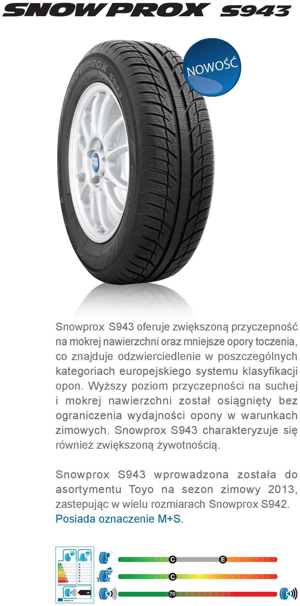 Wyższy poziom przyczepności na suchej i mokrej nawierzchni został osiągnięty bez ograniczenia wydajności opony w warunkach zimowych.