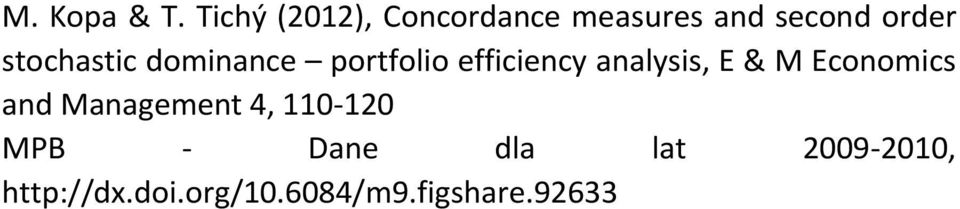 stochastic dominance portfolio efficiency analysis, E & M