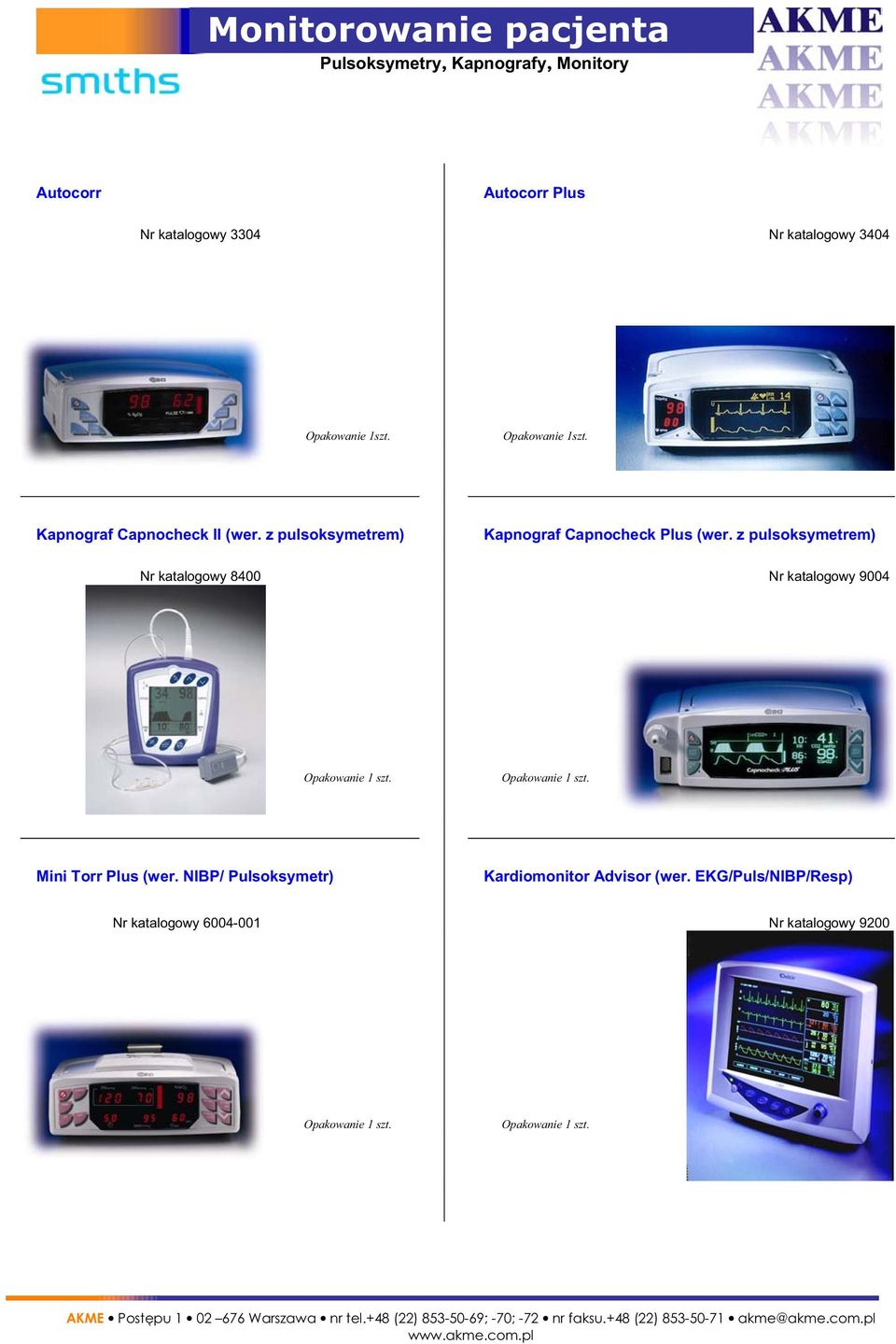 z pulsoksymetrem) Kapnograf Capnocheck Plus (wer.
