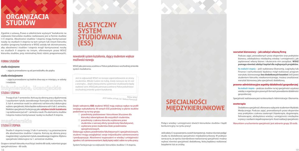 nnym, frwnym przz WSIZ krunku studów, przy mnmlnj lśc różnc prgrmwych).