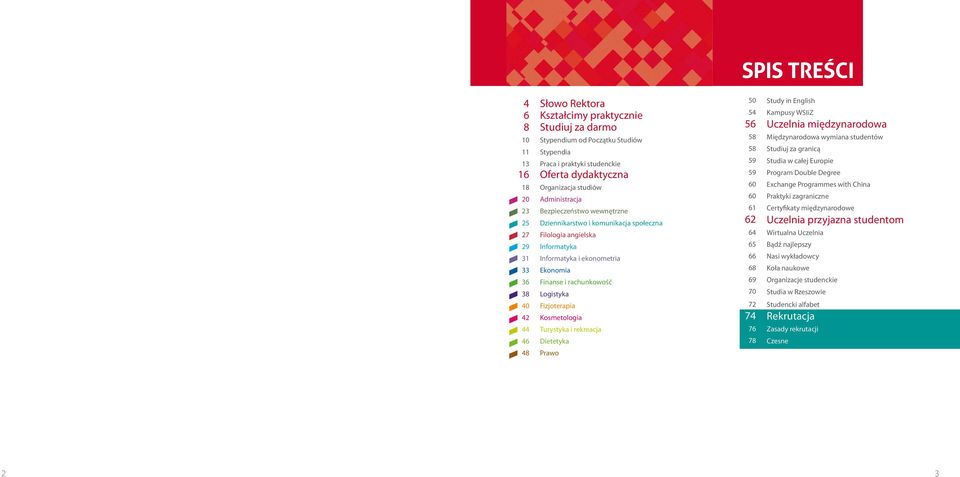 59 59 60 60 61 62 64 65 66 68 69 70 72 74 76 78 Study n Englsh Kmpusy WSIZ Uczln mędzynrdw Mędzynrdw wymn studntów Studuj z grncą Stud w cłj Eurp Prgrm Dubl Dgr Exchng Prgrmms wth