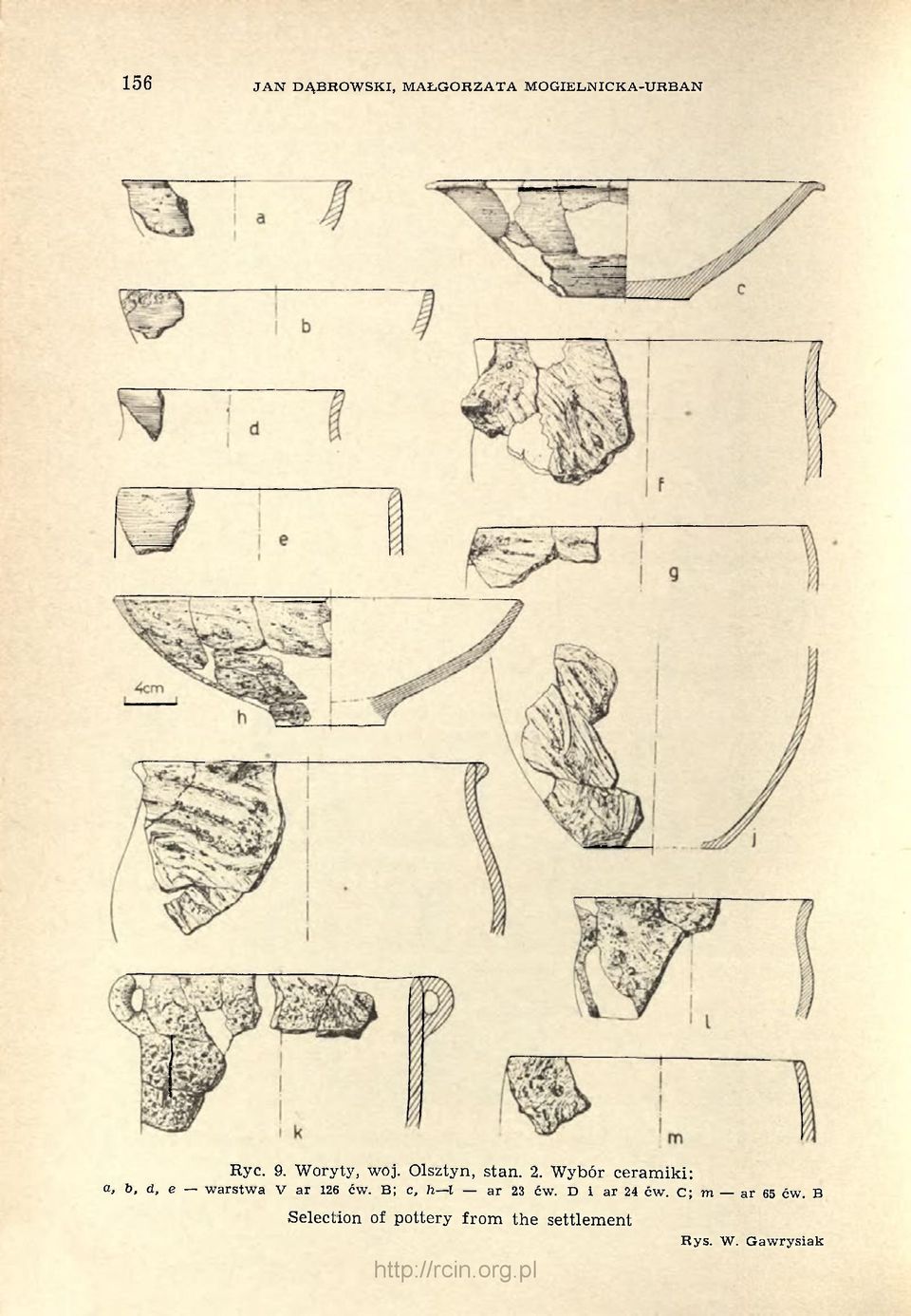 Wybór ceramiki: a, b, d, e warstwa V ar 126 ćw.
