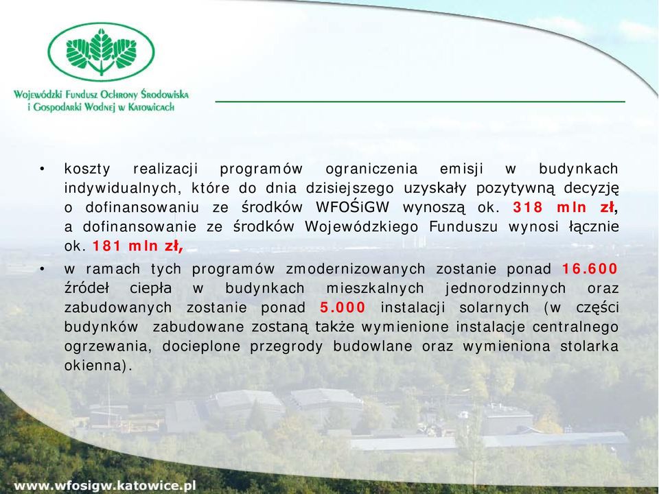 181 mln zł, w ramach tych programów zmodernizowanych zostanie ponad 16.