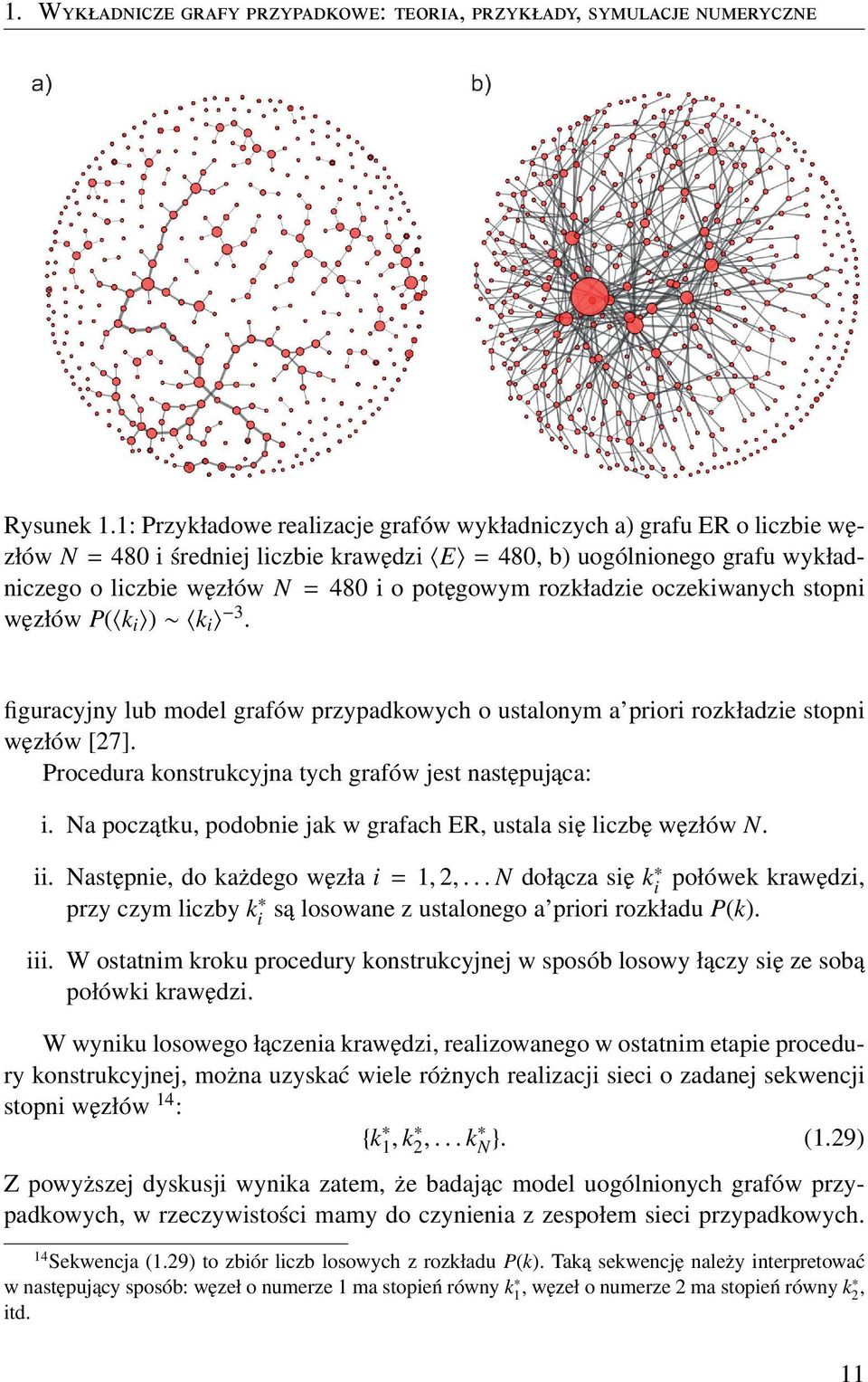 egowym rozkładzie oczekiwanych stopni w ezłów P(hki i) hki i 3. figuracyjny lub model grafów przypadkowych o ustalonym a priori rozkładzie stopni w ezłów [27].