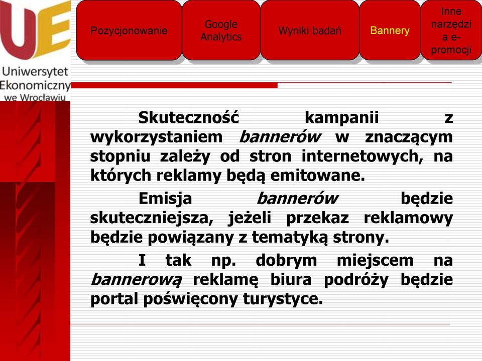 Emisja bannerów będzie skuteczniejsza, jeżeli przekaz reklamowy będzie powiązany z