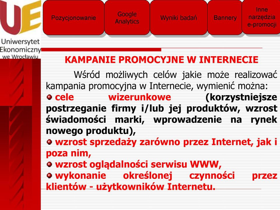 produktów, wzrost świadomości marki, wprowadzenie na rynek nowego produktu), wzrost sprzedaży zarówno przez