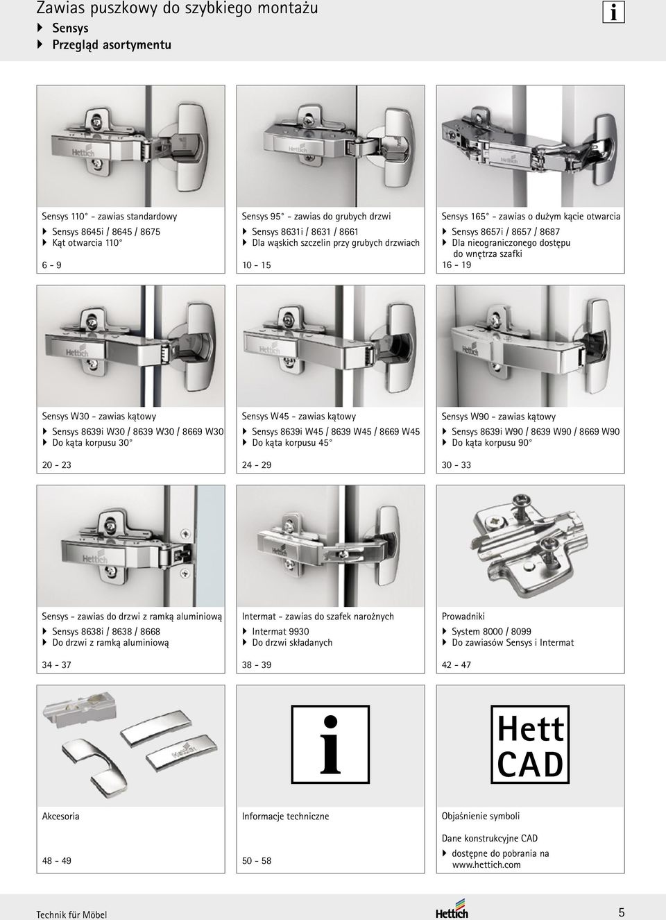 zawias kątowy Sensys 8639i W30 / 8639 W30 / 8669 W30 Do kąta korpusu 30 20-23 Sensys W45 - zawias kątowy Sensys 8639i W45 / 8639 W45 / 8669 W45 Do kąta korpusu 45 24-29 Sensys W90 - zawias kątowy