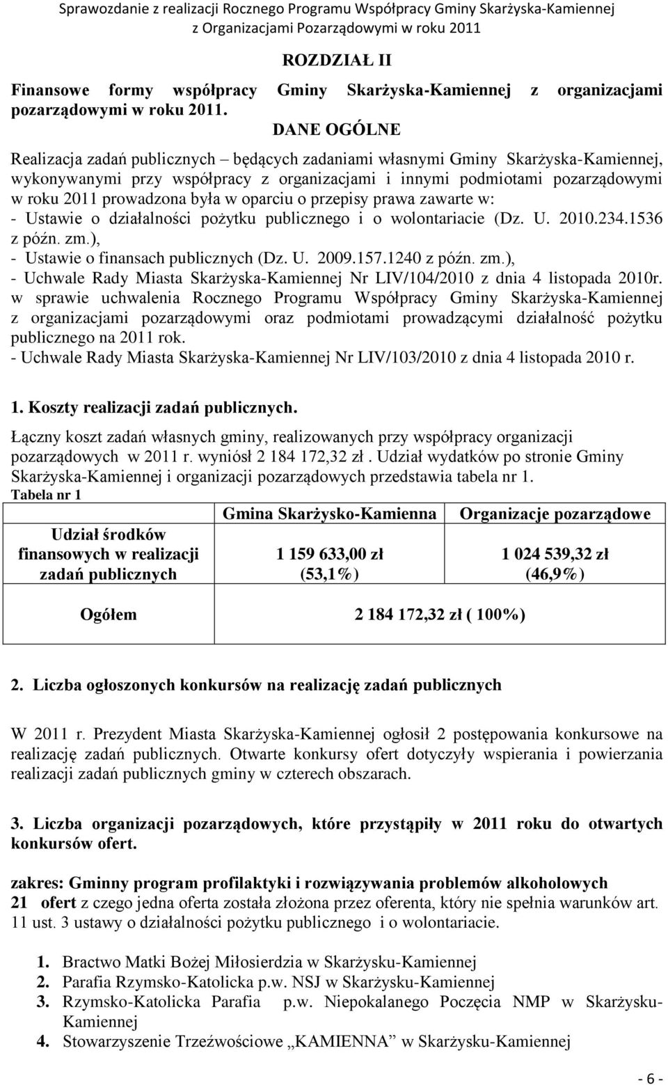 była w oparciu o przepisy prawa zawarte w: - Ustawie o działalności pożytku publicznego i o wolontariacie (Dz. U. 2010.234.1536 z późn. zm.), - Ustawie o finansach publicznych (Dz. U. 2009.157.