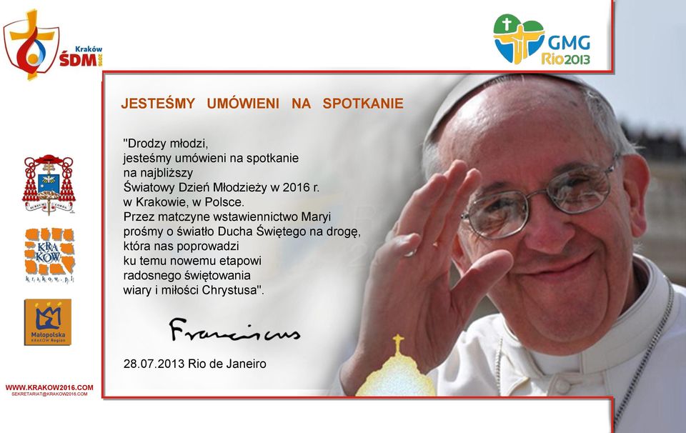 Przez matczyne wstawiennictwo Maryi prośmy o światło Ducha Świętego na drogę, która
