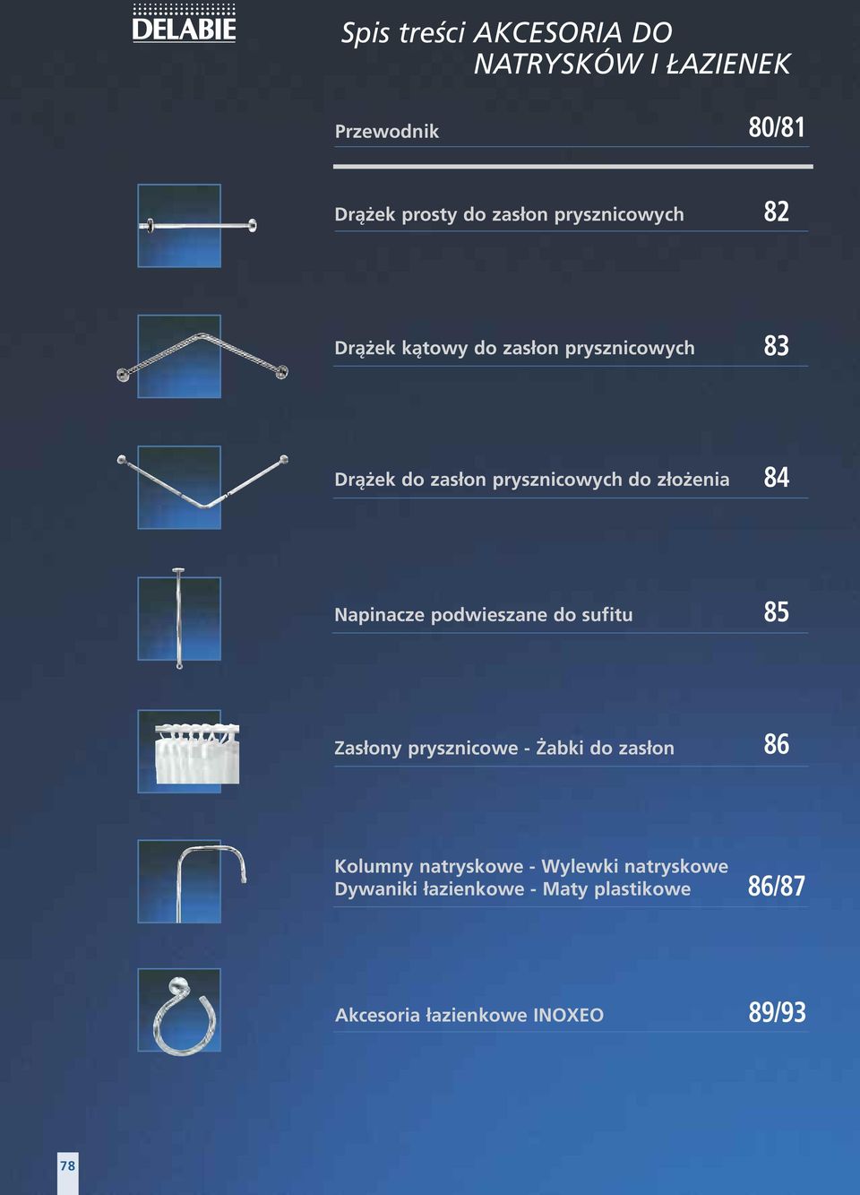 złożenia Napinacze podwieszane do sufitu 85 Zasłony prysznicowe Żabki do zasłon Kolumny