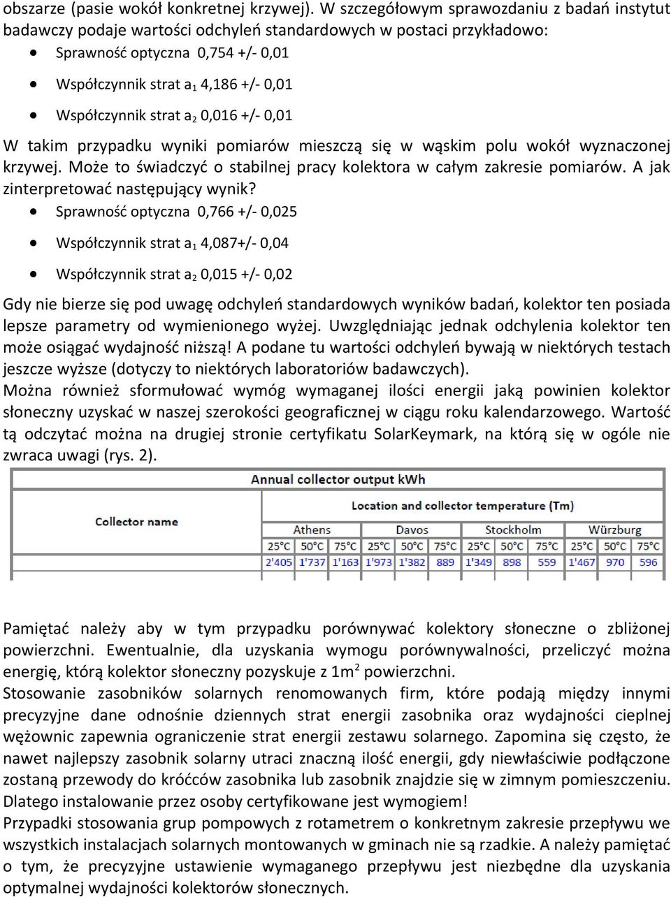 Współczynnik strat a 2 0,016 +/- 0,01 W takim przypadku wyniki pomiarów mieszczą się w wąskim polu wokół wyznaczonej krzywej. Może to świadczyć o stabilnej pracy kolektora w całym zakresie pomiarów.