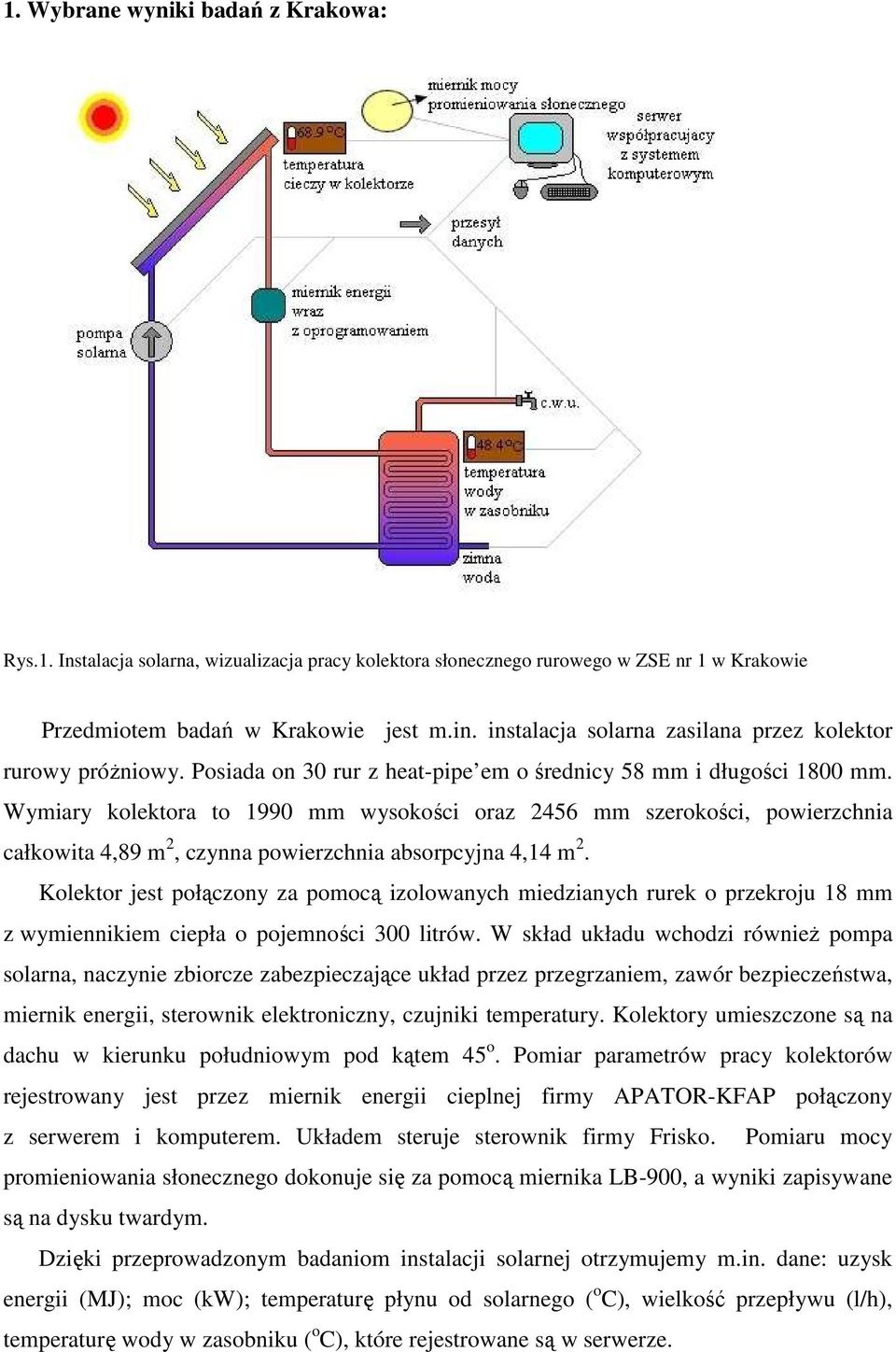 Wymiary kolektora to 1990 mm wysokości oraz 2456 mm szerokości, powierzchnia całkowita 4,89 m 2, czynna powierzchnia absorpcyjna 4,14 m 2.