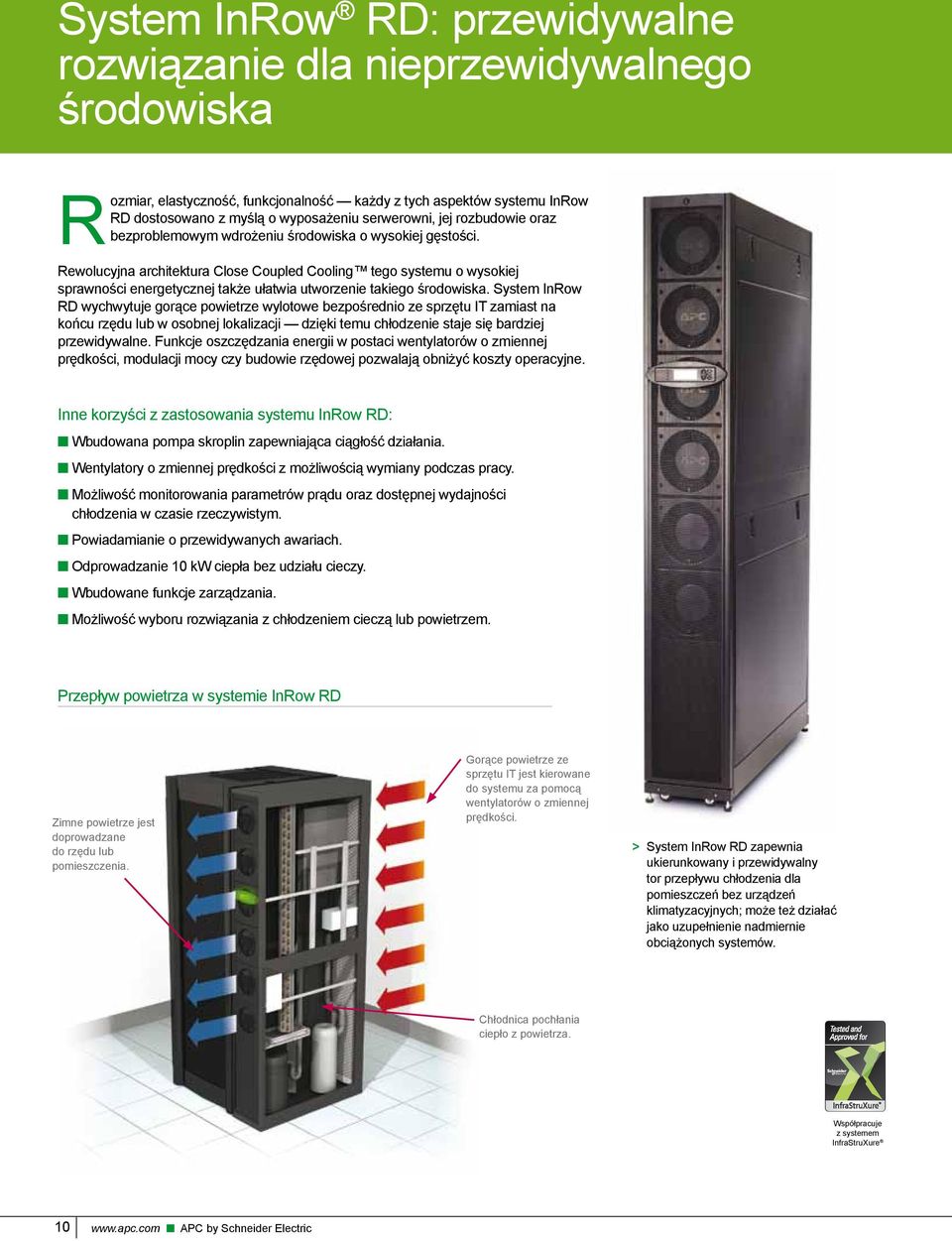 Rewolucyjna architektura Close Coupled Cooling tego systemu o wysokiej sprawności energetycznej także ułatwia utworzenie takiego środowiska.