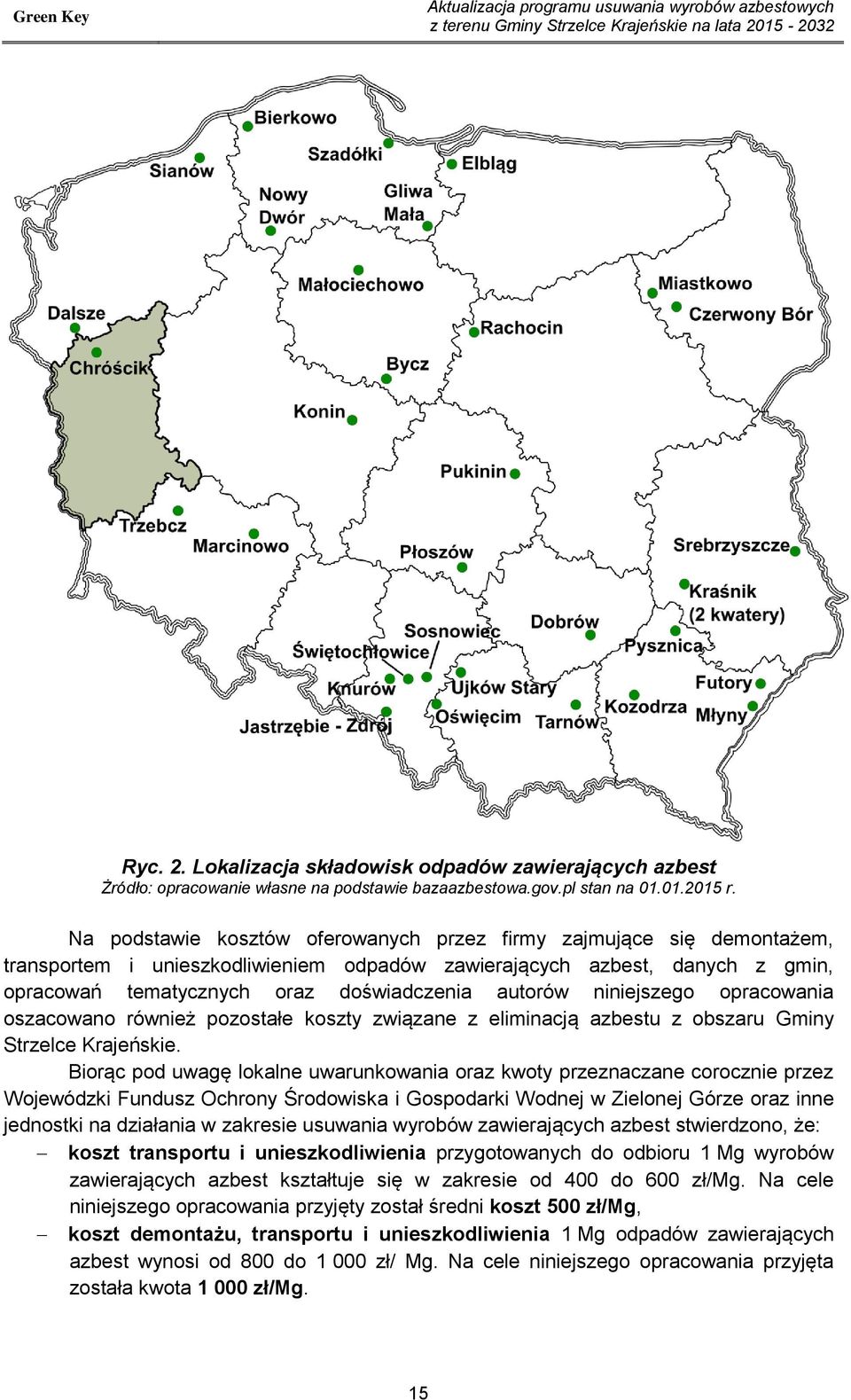 niniejszego opracowania oszacowano również pozostałe koszty związane z eliminacją azbestu z obszaru Gminy Strzelce Krajeńskie.