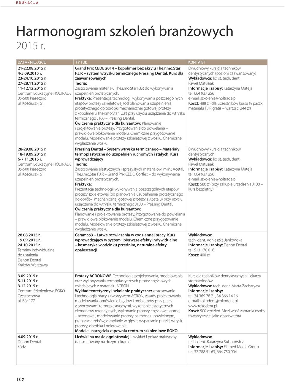 Prezentacja technologii wykonywania poszczególnych etapów protezy szkieletowej (od planowania uzupełnienia protetycznego do obróbki mechanicznej gotowej protezy z kopolimeru The.r.mo.Star F.J.
