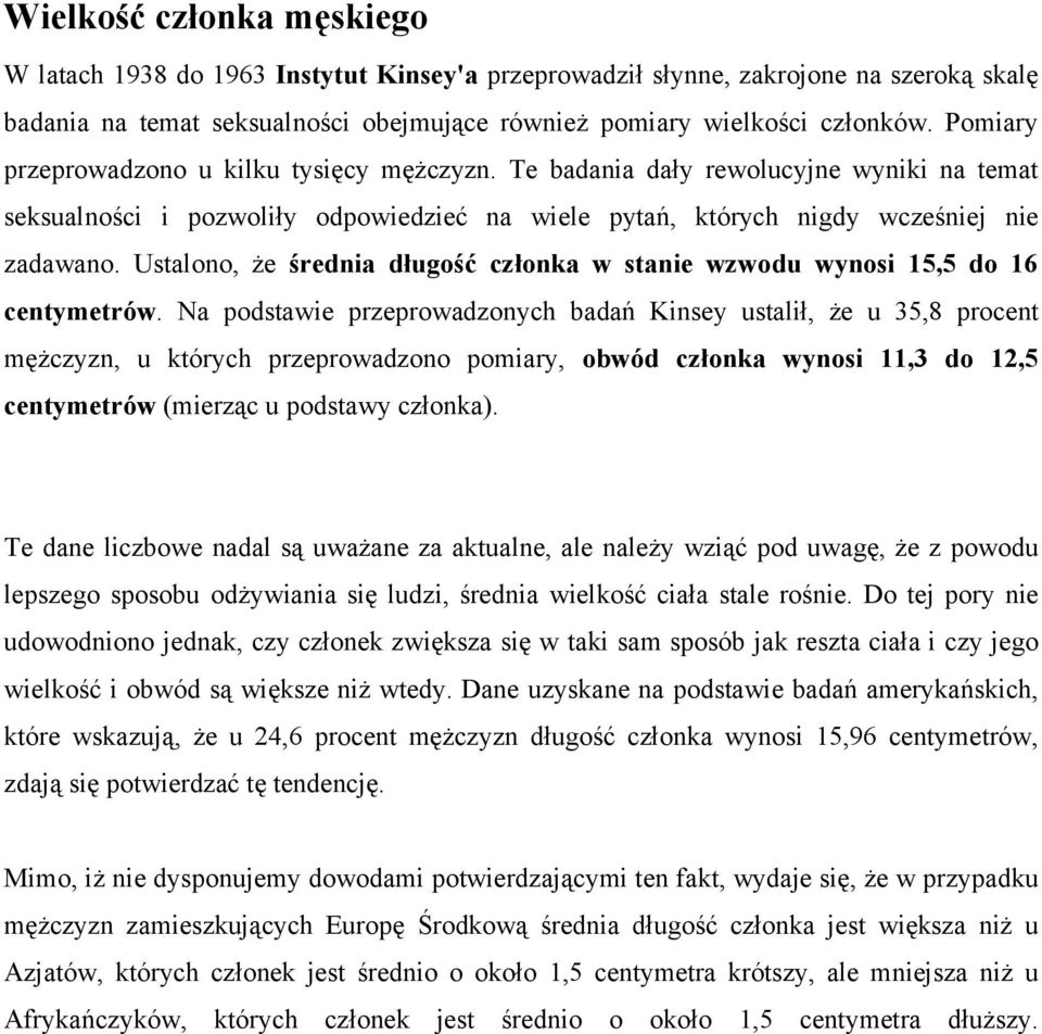 średni rozmiar członu w stanie erekcji największy penis w ssakach