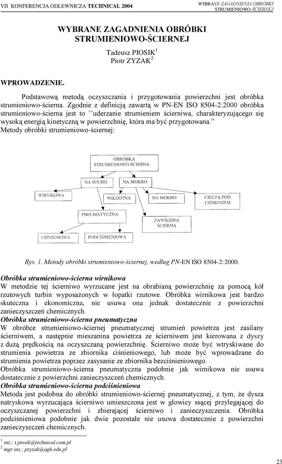 przygotowana. Metody obróbki strumieniowo-ściernej: Rys. 1. Metody obróbki strumieniowo-ściernej, według PN-EN ISO 8504-2:2000.