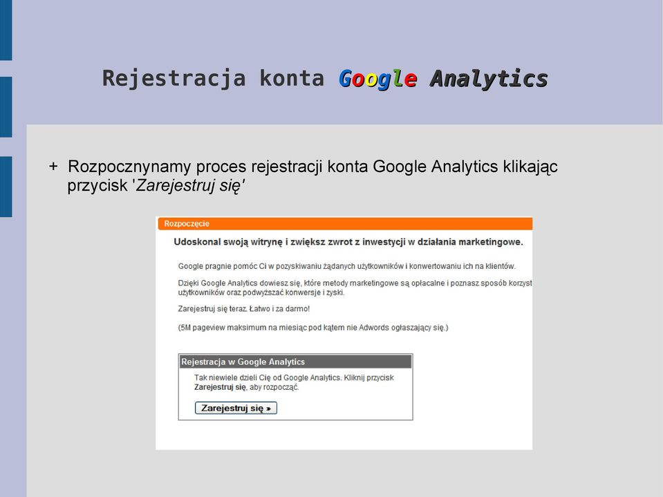 proces rejestracji konta Google