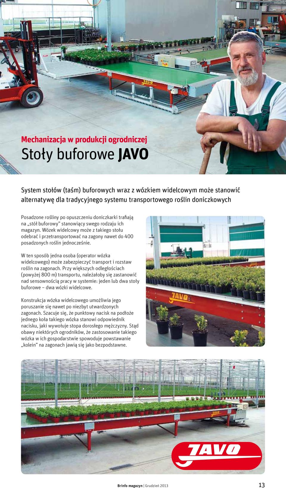 Wózek widelcowy może z takiego stołu odebrać i przetransportować na zagony nawet do 400 posadzonych roślin jednocześnie.
