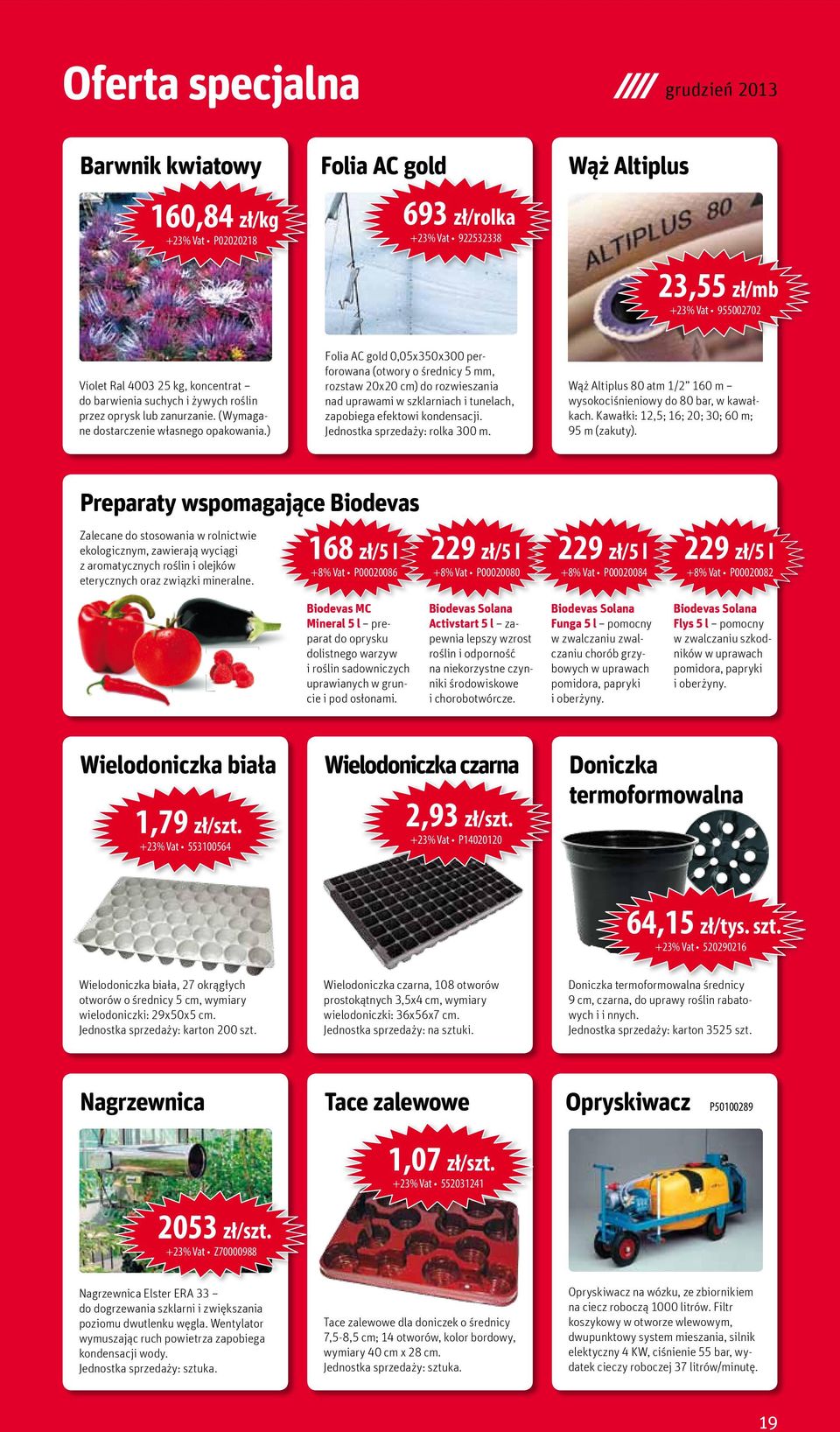 ) Folia AC gold 0,05x350x300 perforowana (otwory o średnicy 5 mm, rozstaw 20x20 cm) do rozwieszania nad uprawami w szklarniach i tunelach, zapobiega efektowi kondensacji.