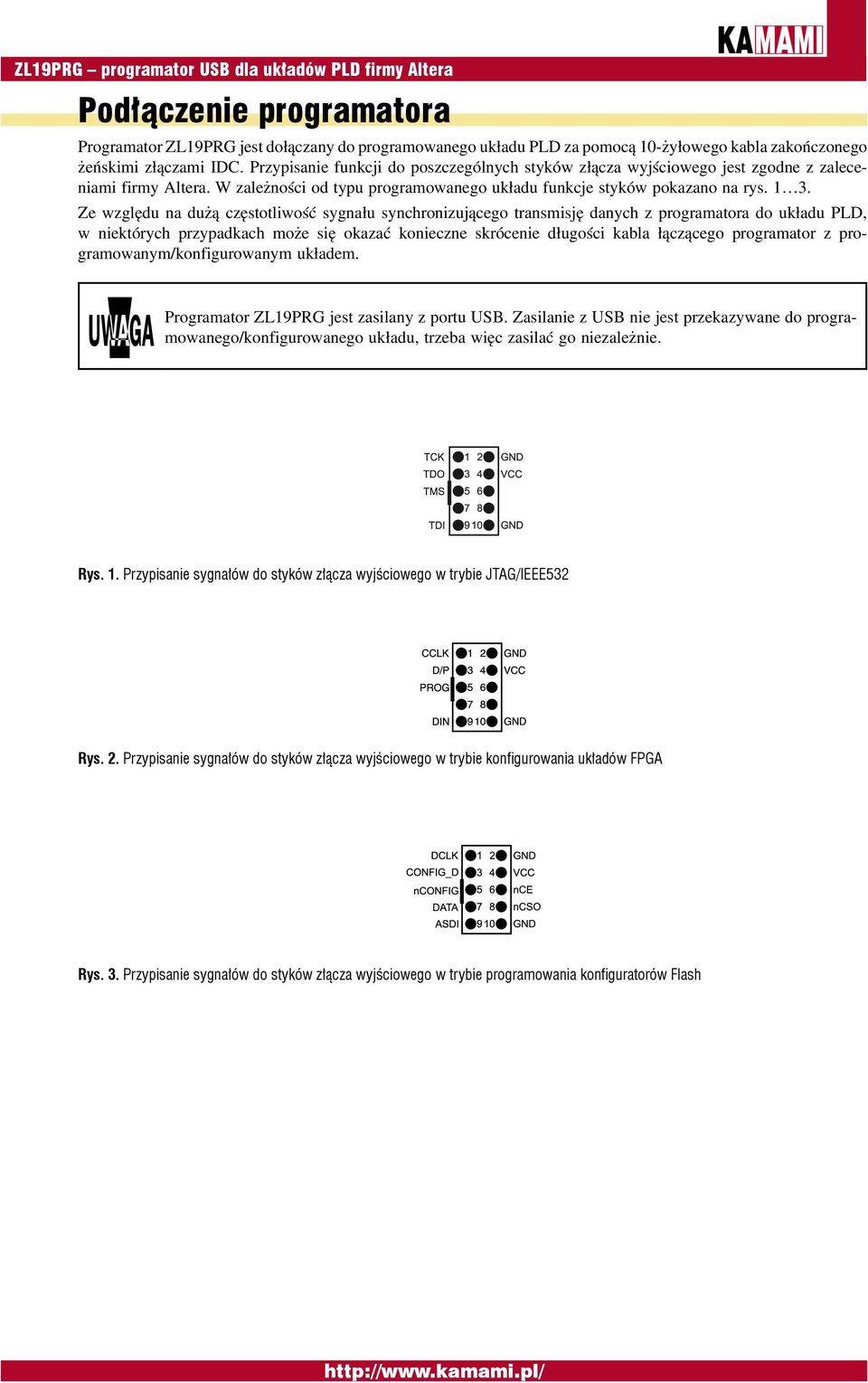 Ze względu na dużą częstotliwość sygnału synchronizującego transmisję danych z programatora do układu PLD, w niektórych przypadkach może się okazać konieczne skrócenie długości kabla łączącego