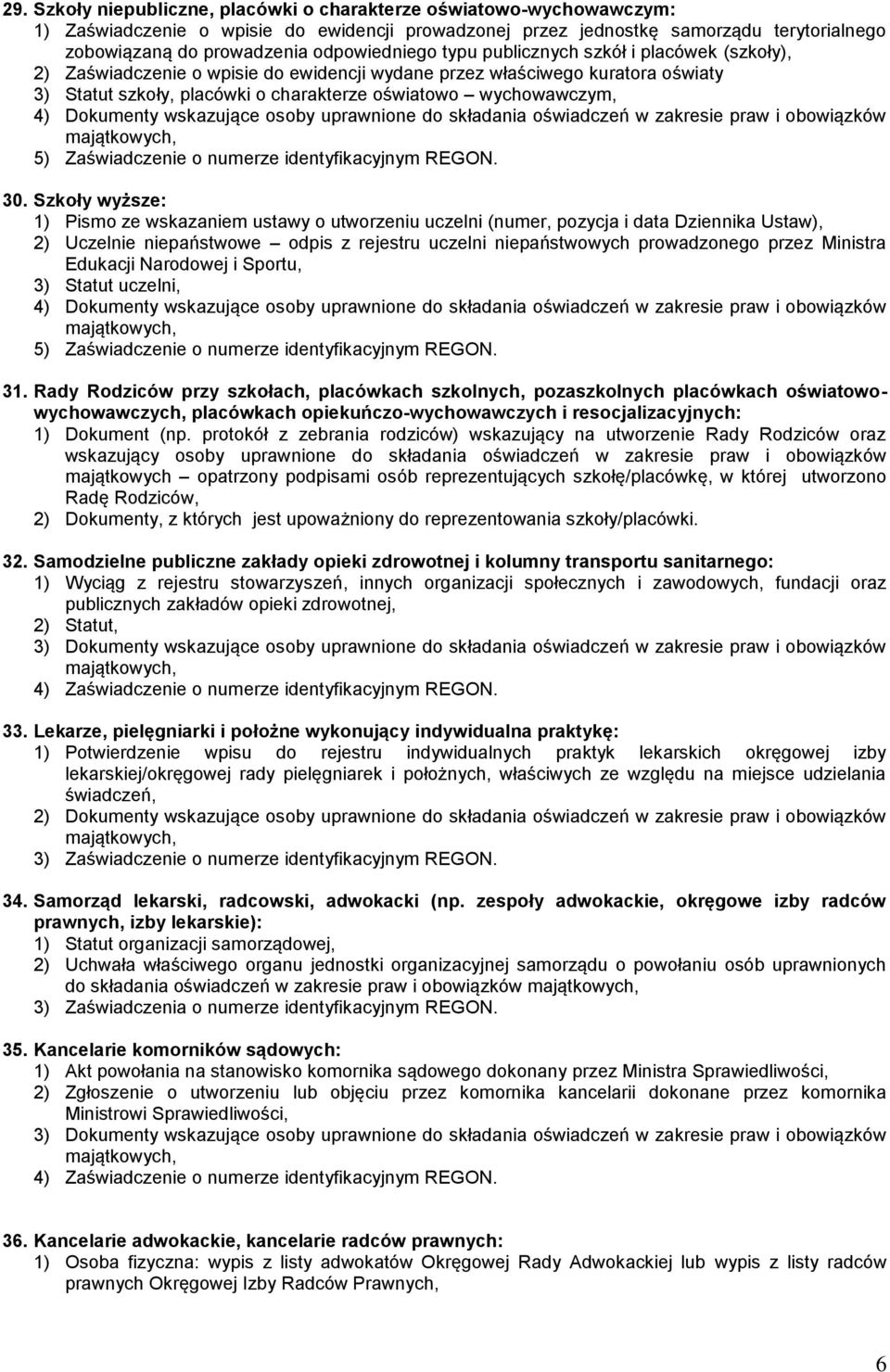 wychowawczym, 4) Dokumenty wskazujące osoby uprawnione do składania oświadczeń w zakresie praw i obowiązków 30.