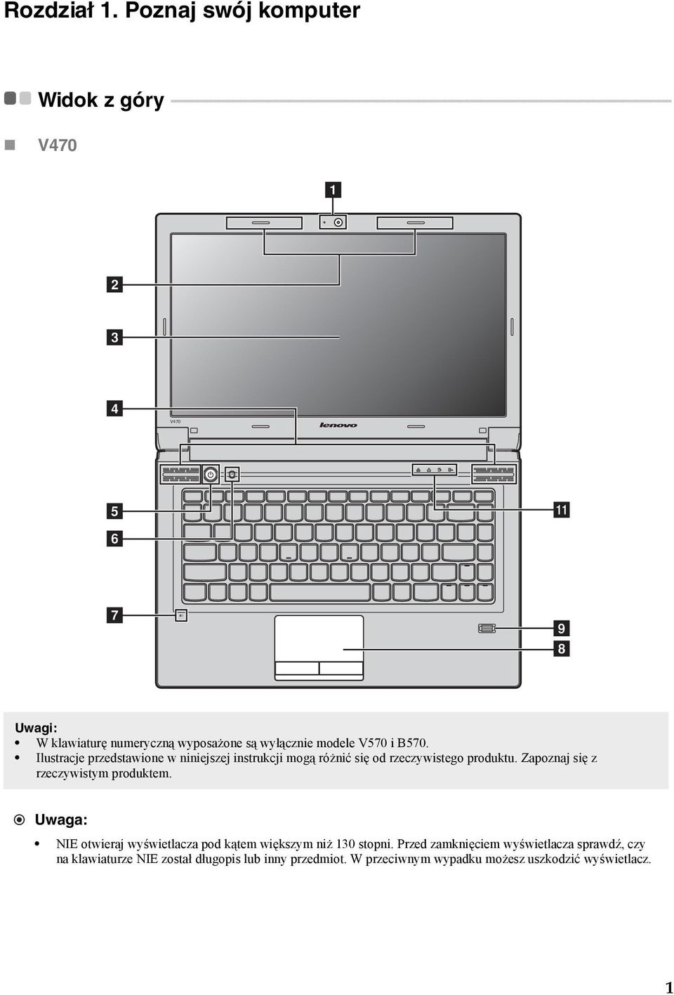 - - - - - - - - - - - - - - - - - - - - - - - - - - - - - - - - - - - - - - - - - V470 a b c d V470 e f k g i h Uwagi: W klawiaturę numeryczną wyposażone są wyłącznie modele V570 i