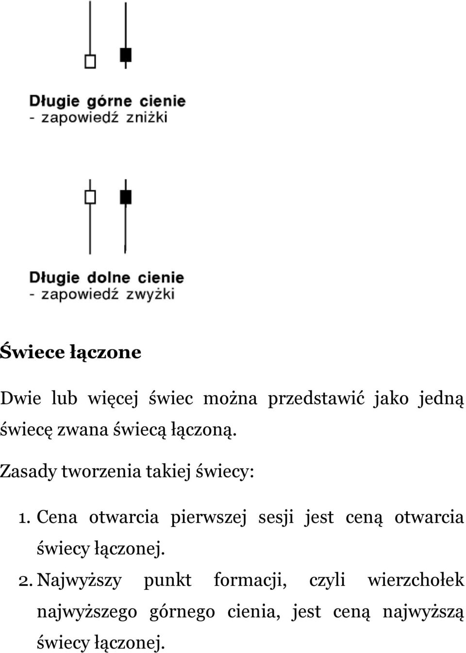 Cena otwarcia pierwszej sesji jest ceną otwarcia świecy łączonej. 2.