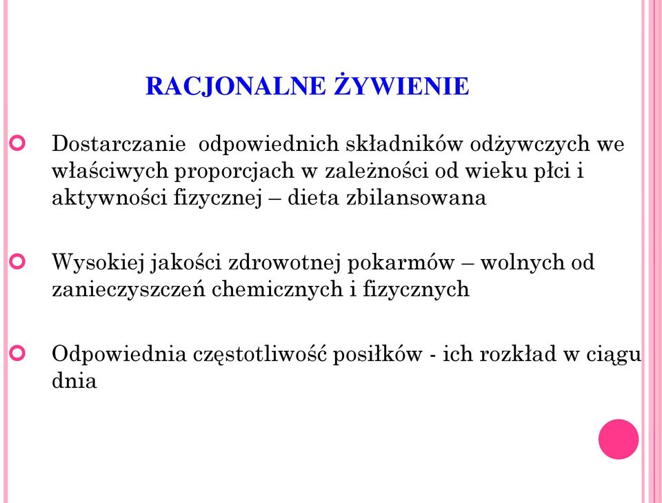 dieta zbilansowana Wysokiej jakości zdrowotnej pokarmów wolnych od