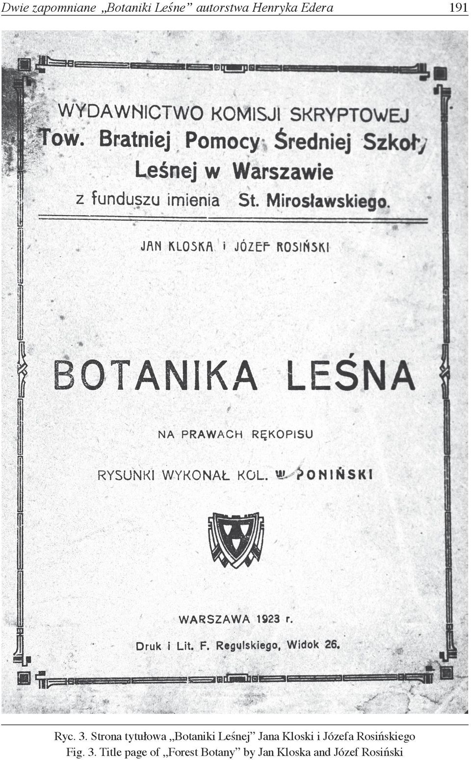 Strona tytułowa Botaniki Leśnej Jana Kloski i