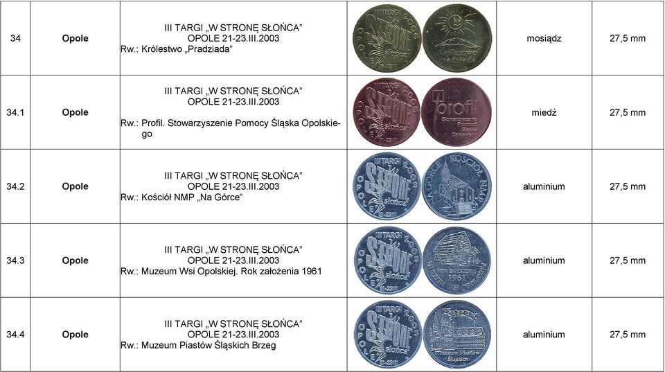 2 Opole III TARGI W STRONĘ SŁOŃCA OPOLE 21-23.III.2003 Rw.: Kościół NMP Na Górce 34.