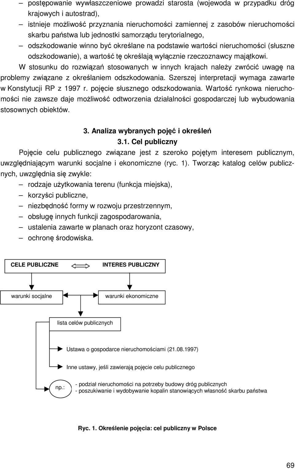 W stosunku do rozwiązań stosowanych w innych krajach należy zwrócić uwagę na problemy związane z określaniem odszkodowania. Szerszej interpretacji wymaga zawarte w Konstytucji RP z 1997 r.