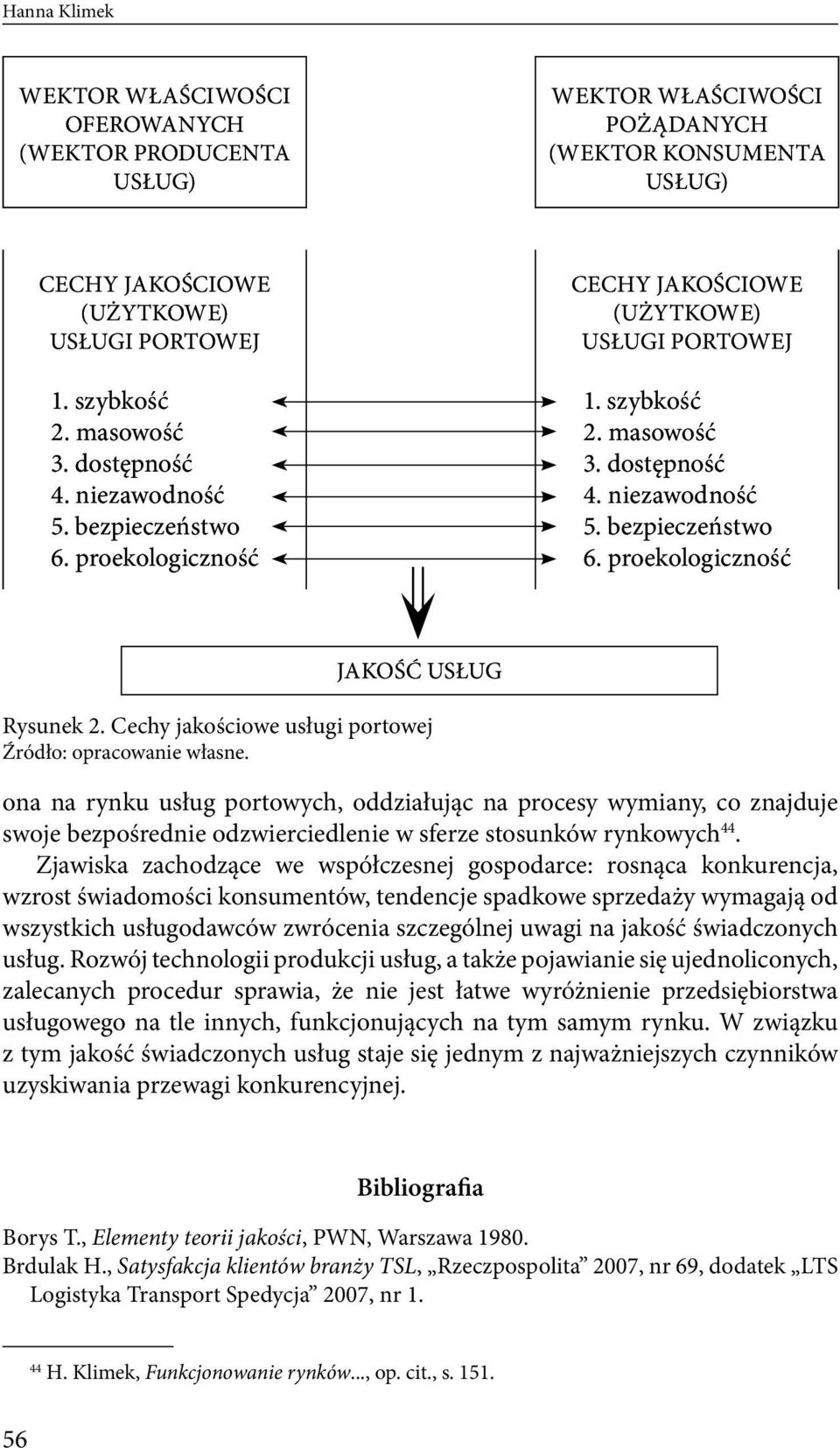 Cechy jakościowe usługi portowej Źródło: opracowanie własne.