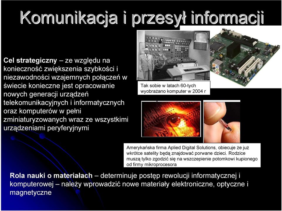 komputer w 2004 r Amerykańska firma Aplied Digital Solutions, obiecuje że już wkrótce satelity będą znajdować porwane dzieci.