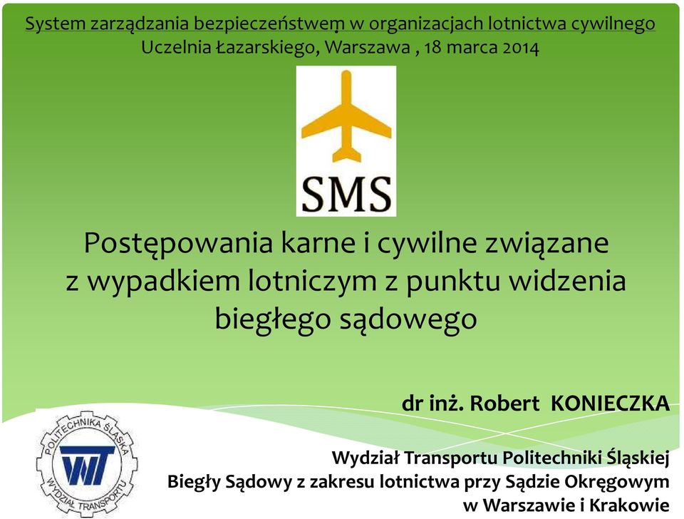 Postępowania karne i cywilne związane z wypadkiem lotniczym z punktu widzenia biegłego