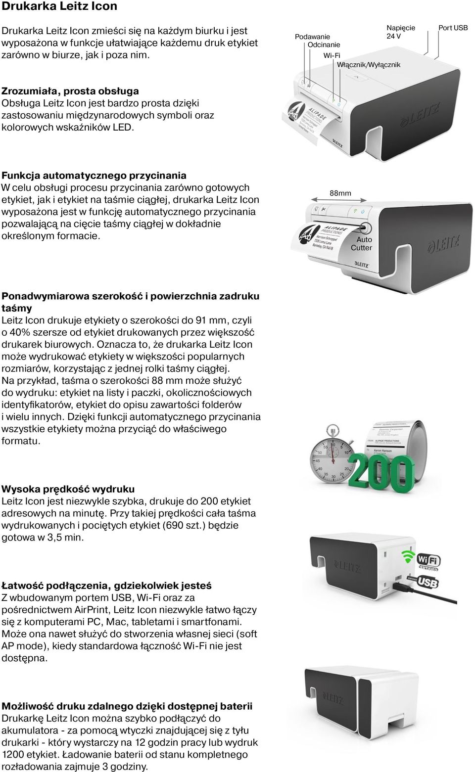 wskaźników LED.