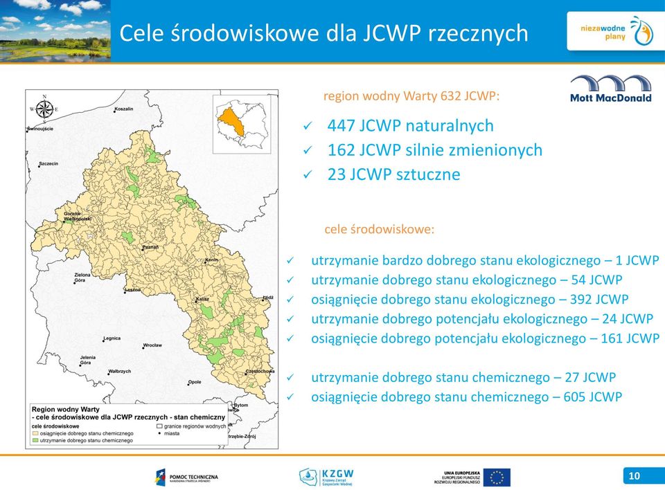 JCWP osiągnięcie dobrego stanu ekologicznego 392 JCWP utrzymanie dobrego potencjału ekologicznego 24 JCWP osiągnięcie