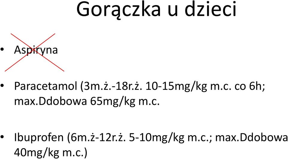 ddobowa 65mg/kg m.c. Ibuprofen (6m.ż-12r.