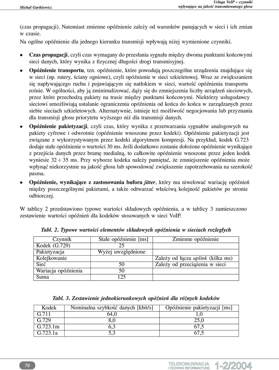 opóźnienie, które powodują poszczególne urządzenia znajdujące się w sieci (np. rutery, ściany ogniowe), czyli opóźnienie w sieci szkieletowej.