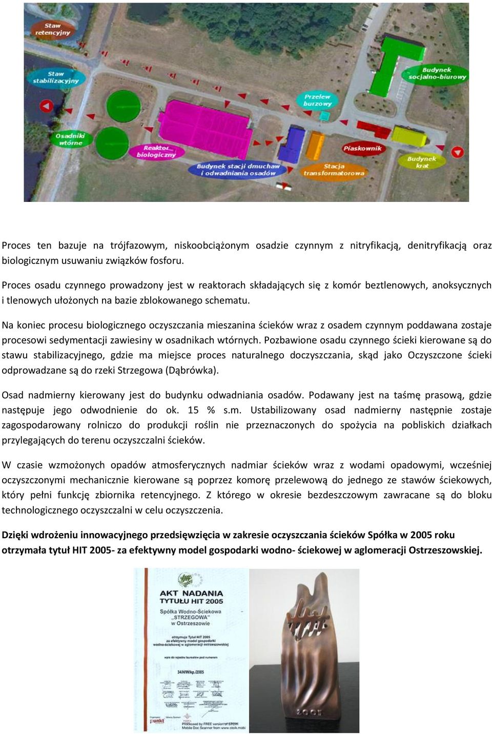 Na koniec procesu biologicznego oczyszczania mieszanina ścieków wraz z osadem czynnym poddawana zostaje procesowi sedymentacji zawiesiny w osadnikach wtórnych.
