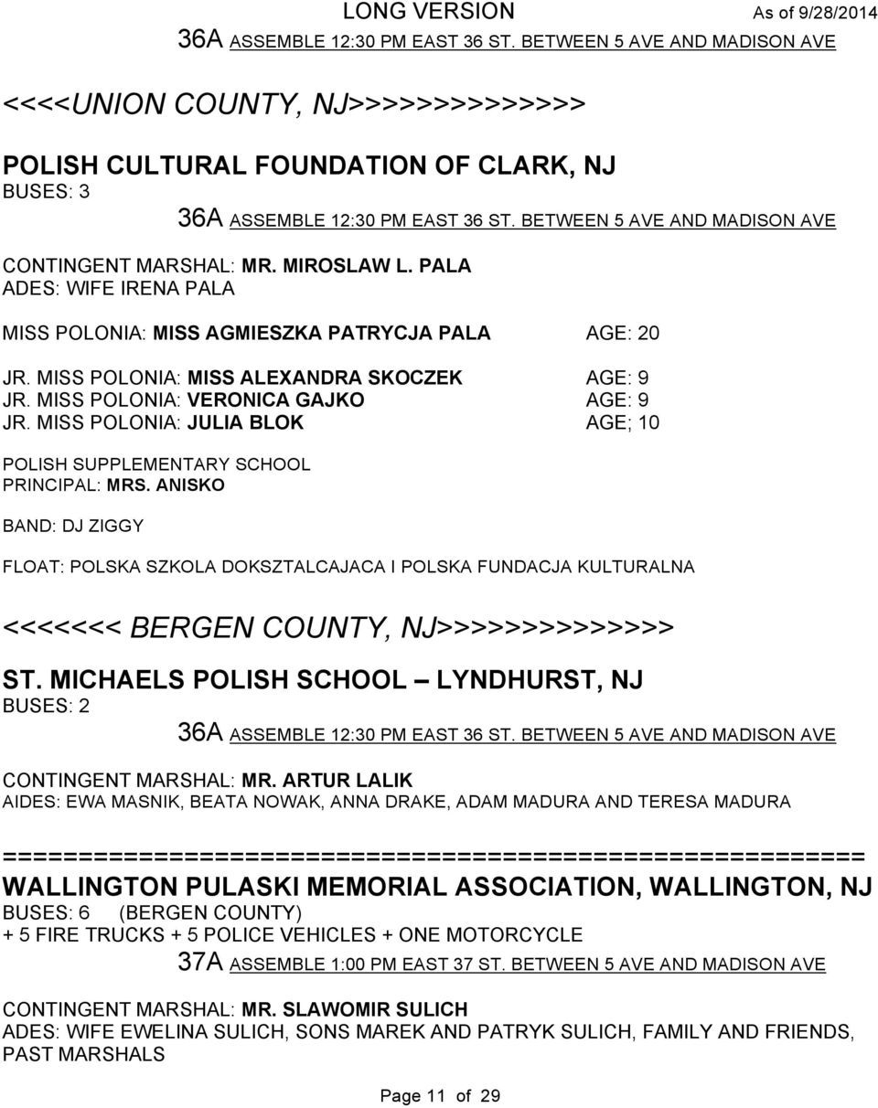 MISS POLONIA: VERONICA GAJKO AGE: 9 JR. MISS POLONIA: JULIA BLOK AGE; 10 POLISH SUPPLEMENTARY SCHOOL PRINCIPAL: MRS.